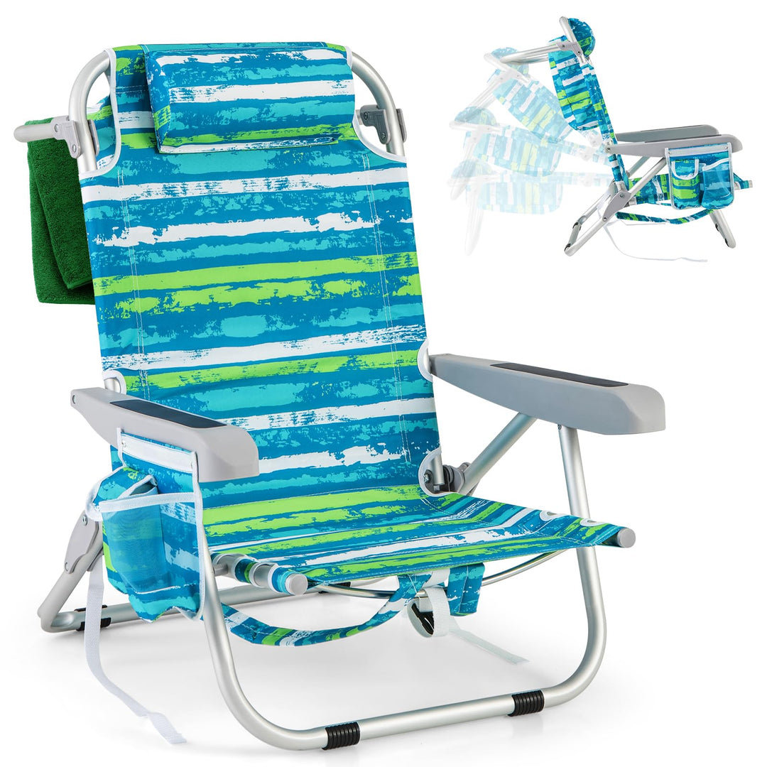 Giantex Backpack Beach Chair - Foldable Camping Chair with 5 Adjustable Position