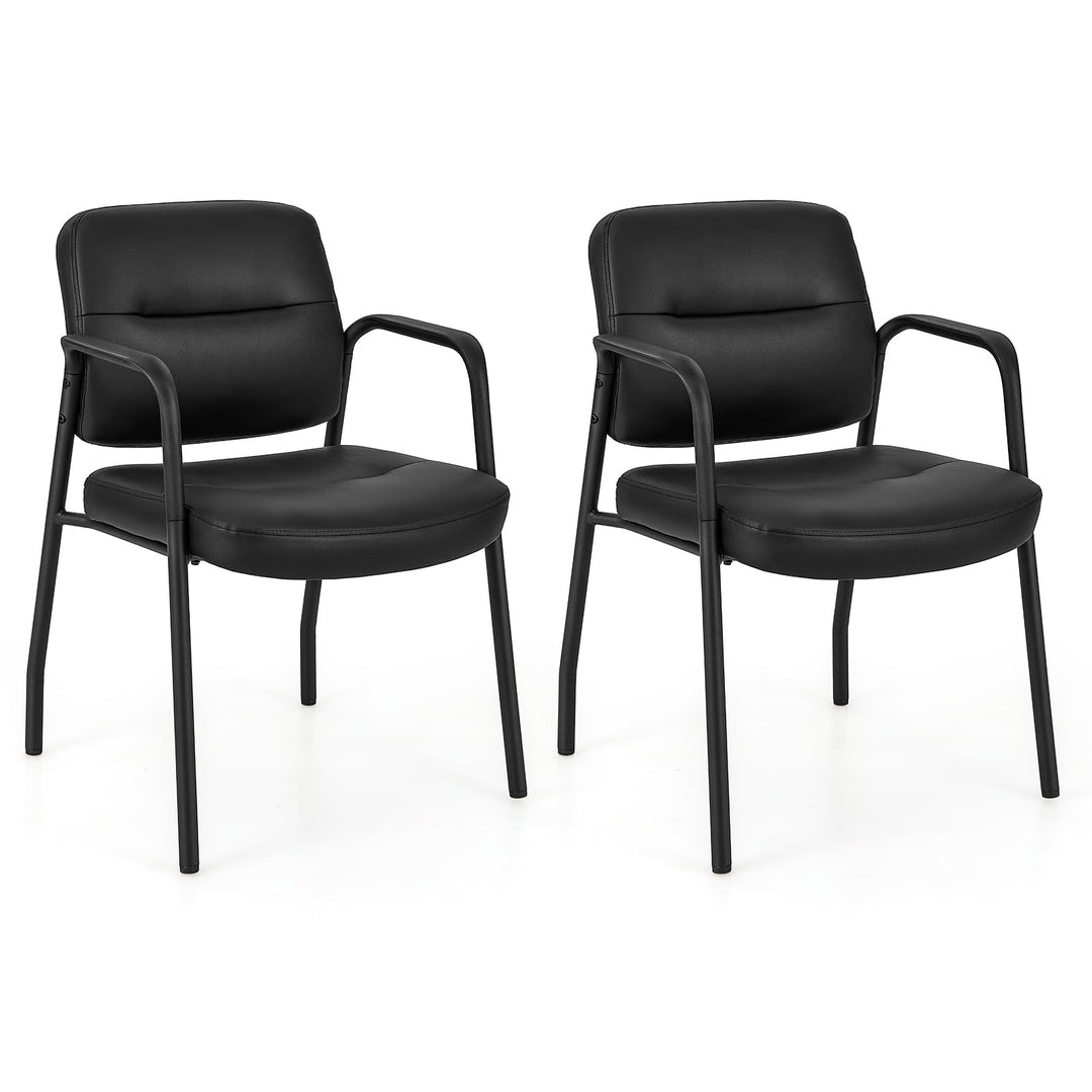 Giantex Waiting Room Chair Set - Upholstered Reception Chairs with Mixed PU Leather