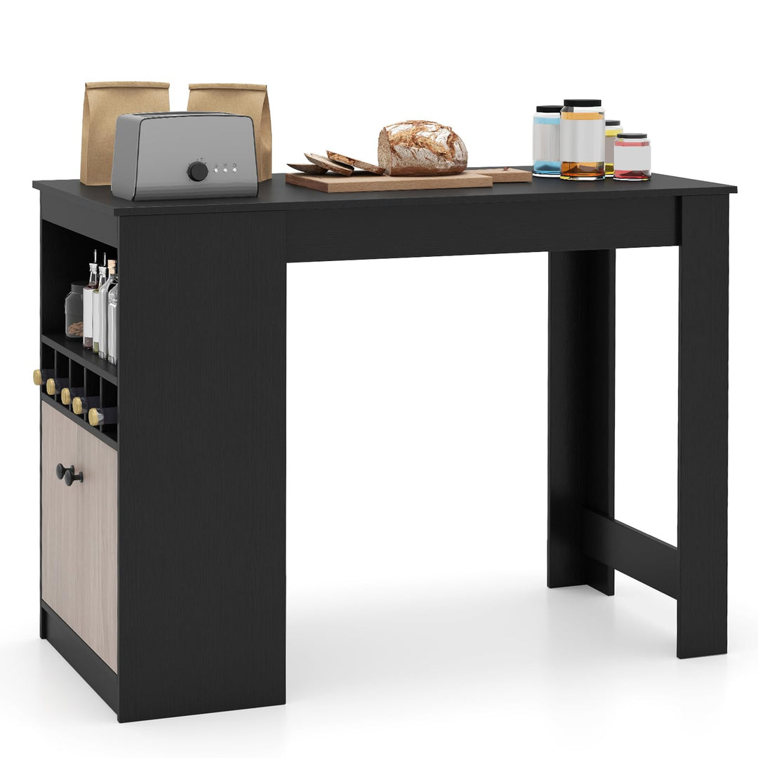 Giantex Counter Height Bar Table with Storage Cabinet