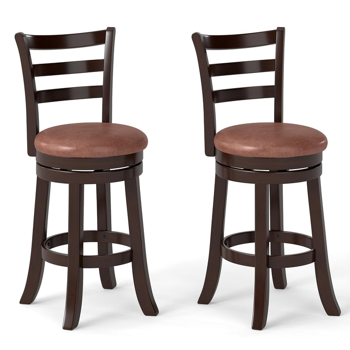Giantex 26" Counter Height Swivel Barstools Set of 2/4 with Faux Leather Seat and Wrap-around Footrest