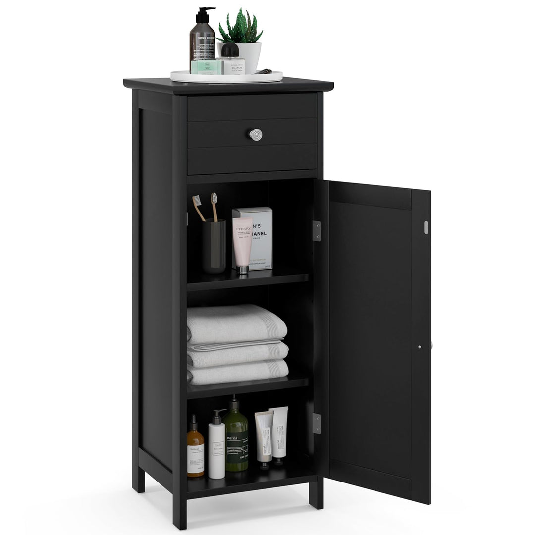 Bathroom Floor Storage Cabinet with Adjustable Shelf &amp; Large Drawer