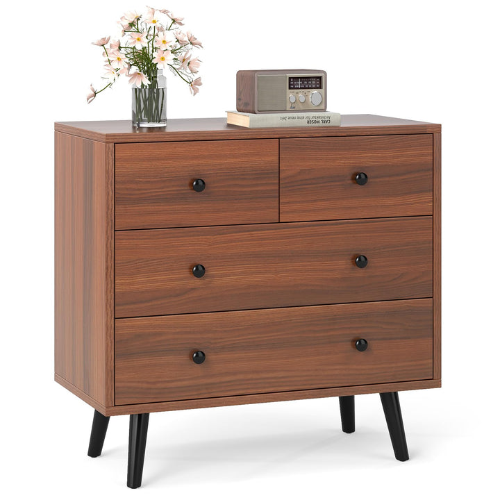 Giantex 4-Drawers Dresser for Bedroom | Wide Wooden Chest Drawers with Anti-Toppling Devices