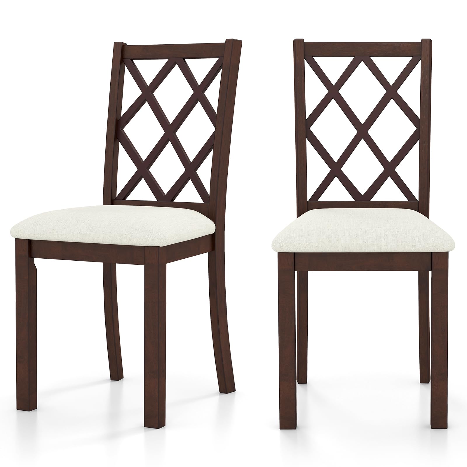 Giantex Wood Dining Chairs Set of 2, Farmhouse Kitchen Chair with Rubber Wood Legs, Max Load 400 Lbs