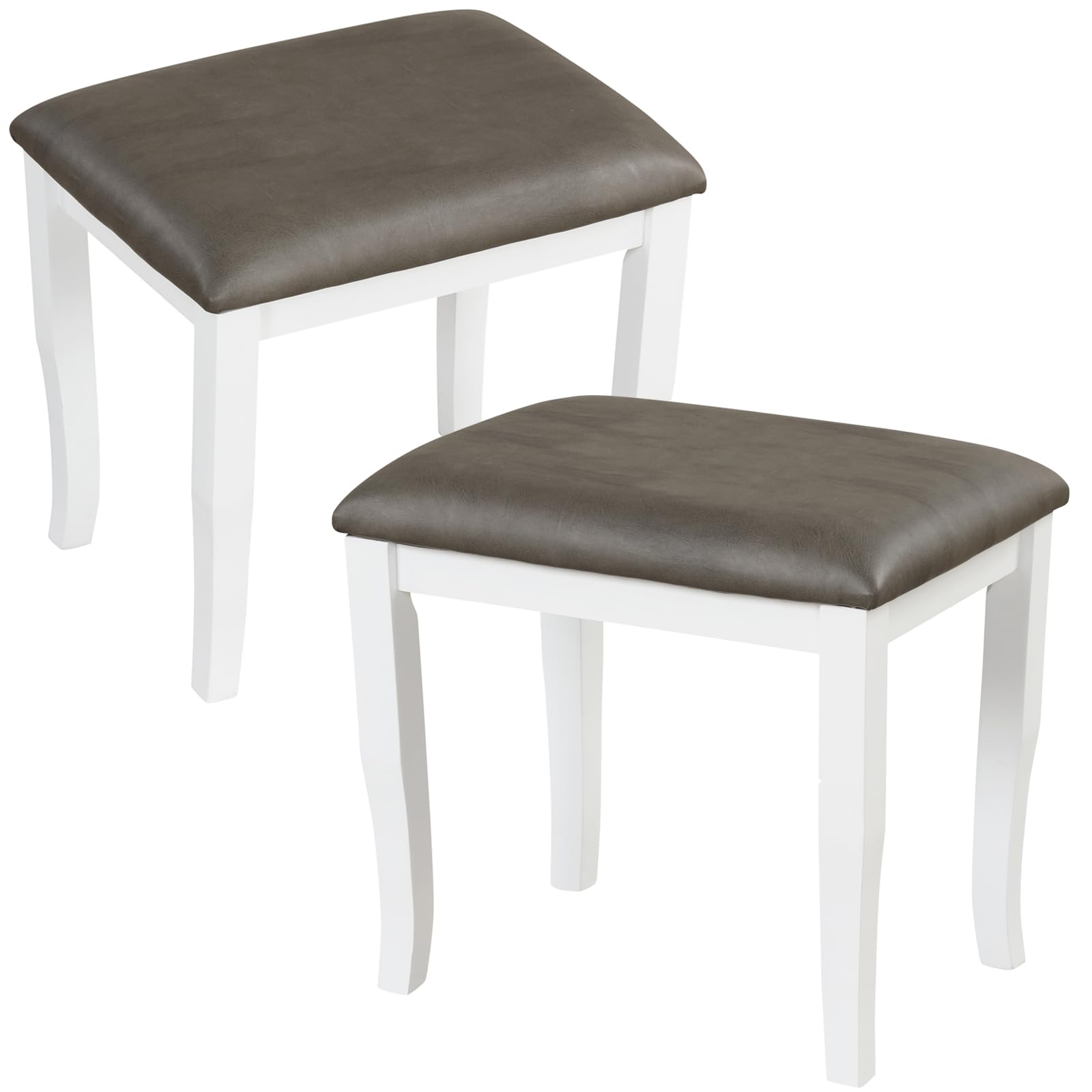 CHARMAID Vanity Stools 2 Pack - Ottoman Foot Stool Set of 2