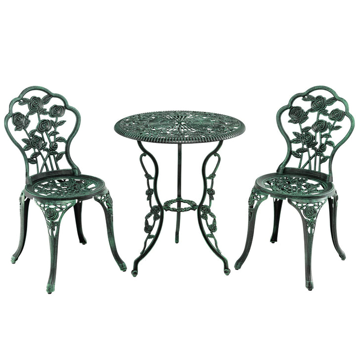 Giantex 3 Piece Bistro Set Cast Rose Design Antique Outdoor Patio Furniture (Rose Design)
