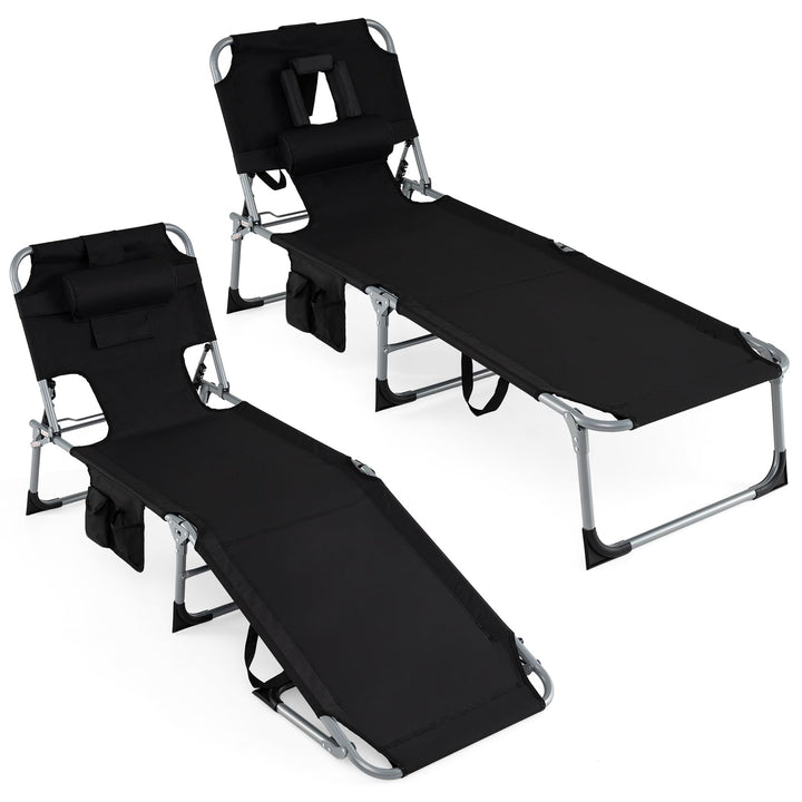 Giantex Tanning Chair with Face Arm Holes Folding Chair