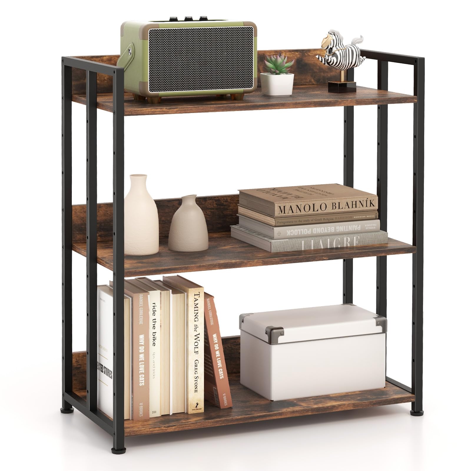 Giantex 3-Tier Bookshelf, Industrial 32" Tall Small Book Shelf with Adjustable Shelves