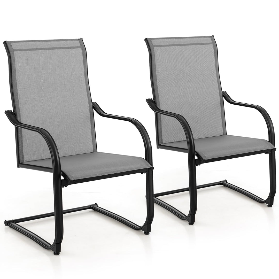 Giantex Patio Chairs, High Back Outdoor Chairs w/Sled Base, All Weather Fabric