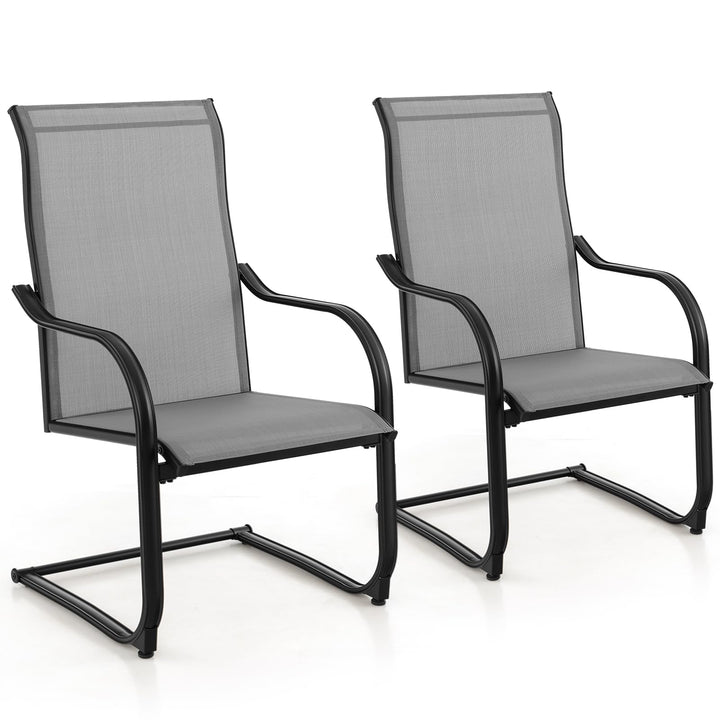 Giantex Patio Chairs, High Back Outdoor Chairs w/Sled Base, All Weather Fabric