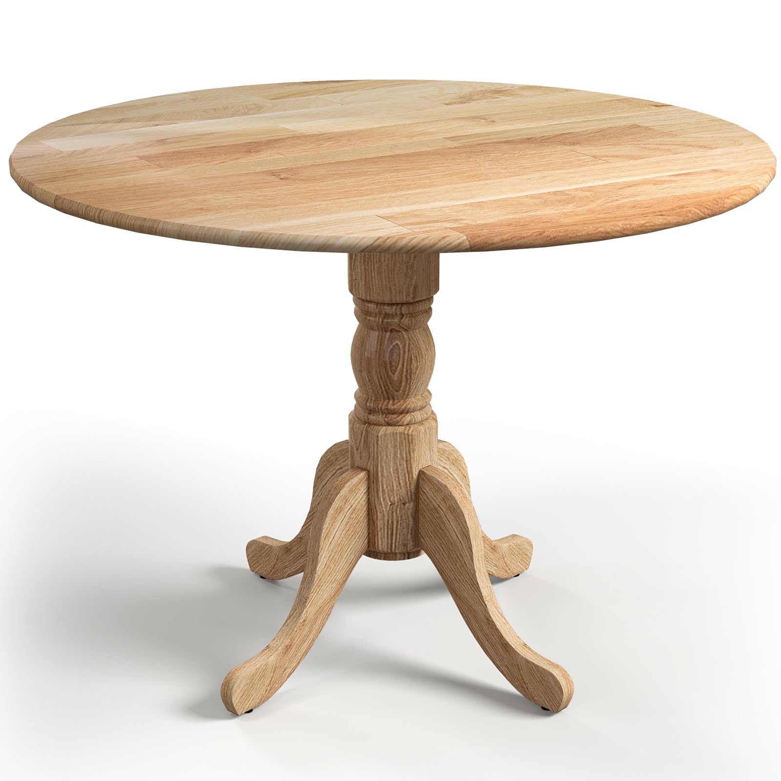 Giantex Wooden Dining Table, Dining Table with 40" D Round Tabletop & Curved Trestle Legs