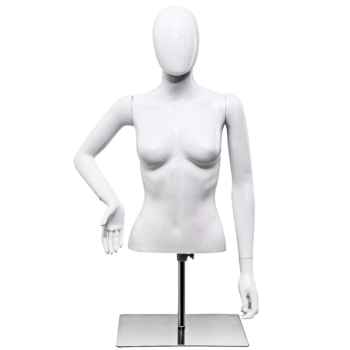 Female Mannequin Torso Adjustable Height Detachable Arms Dress Form - Giantex