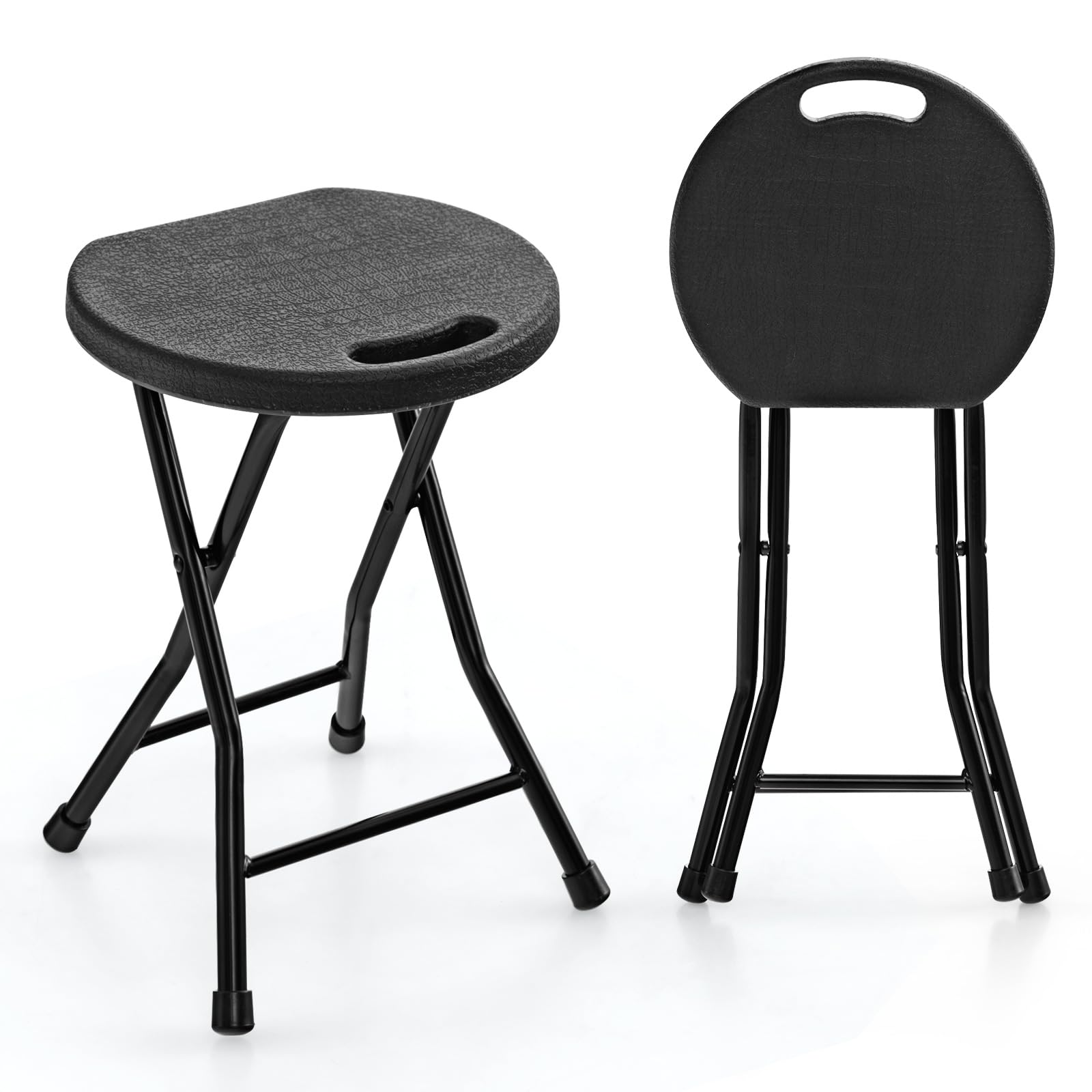 Set of 2 or 4 Folding Stool, Round Foldable Bar Stools