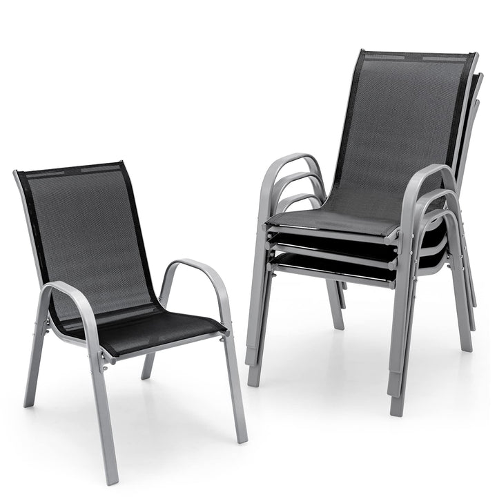 Giantex Set of 4 Patio Chairs, Stackable Outdoor Dining Chairs