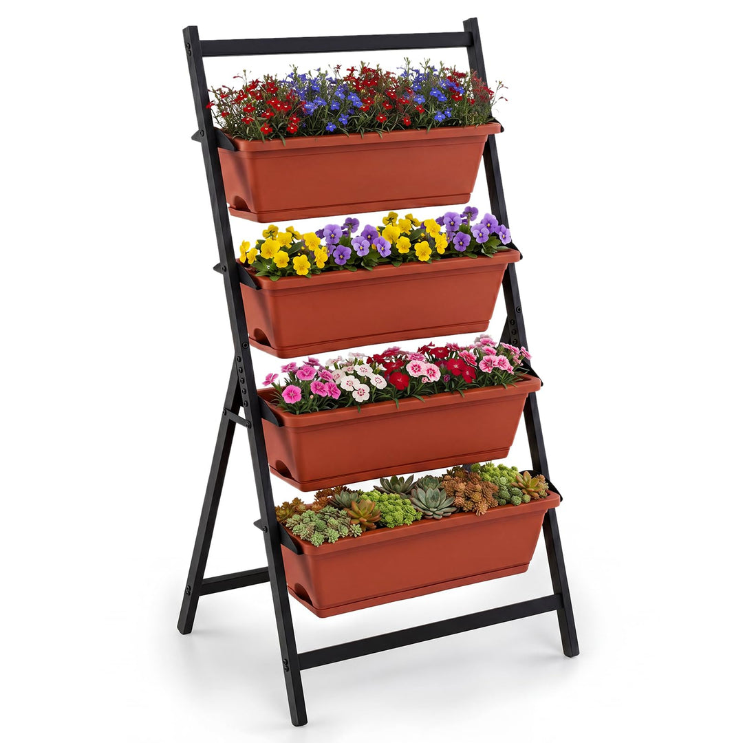 Giantex 4-Tier Vertical Garden Planter with 4 Container Boxes &amp; Drainage System (1/2)