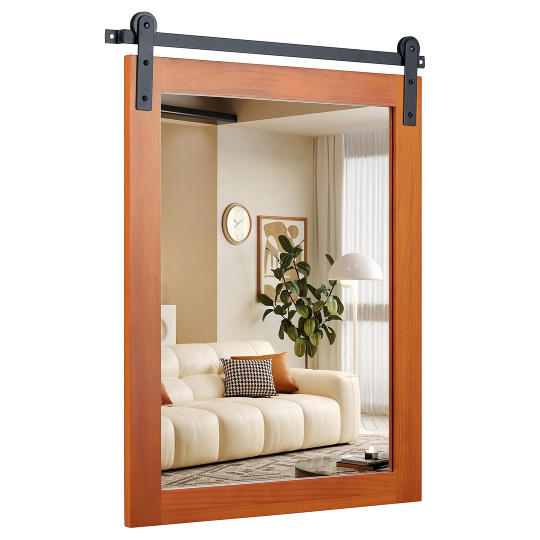 GIANTEX Farmhouse Barn Door Wall Mirror for Bathroom, 29"x23"