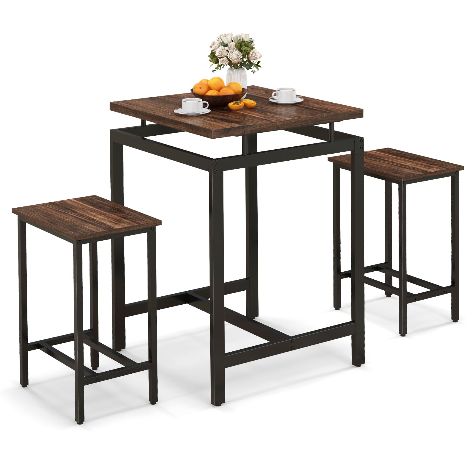 Giantex Small Dining Table Set for 2 - Counter Height Table Set with 2 Stools