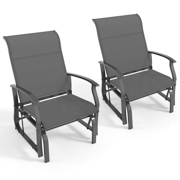 Giantex 2-Pack Outdoor Glider Rocking Chairs with Ergonomic Backrest & Seat