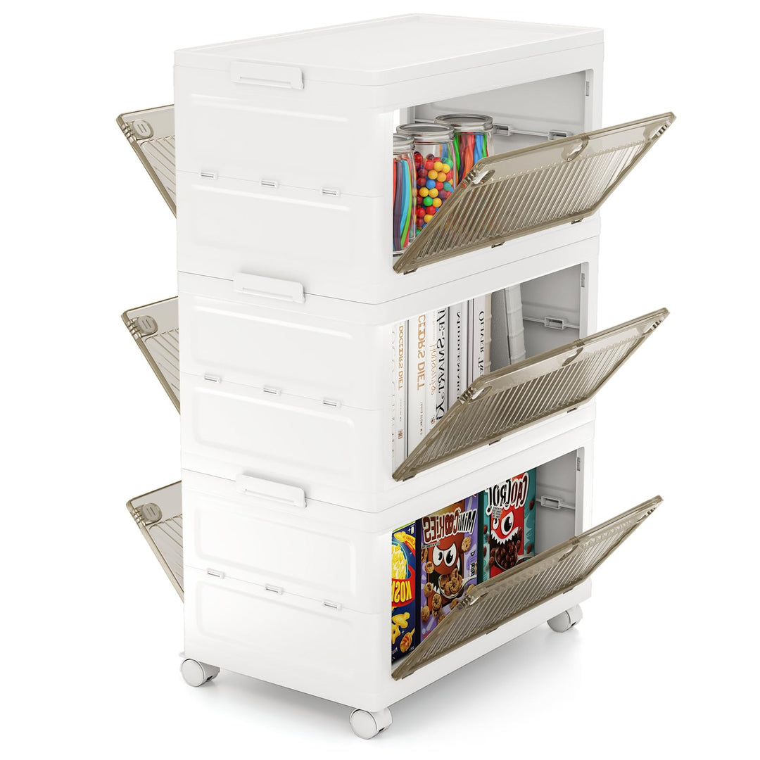 Giantex 33 Gal 3 Tier Stackable Storage Boxes with Wheels