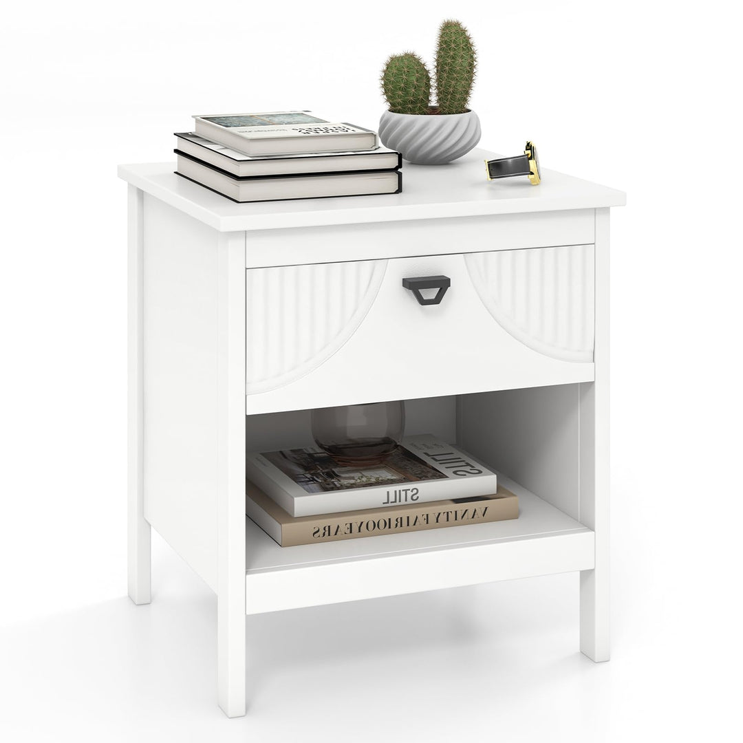 Giantex Modern Nightstand with Drawer for Bedroom Small Place