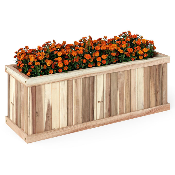 Giantex Rectangular Acacia Wood Raised Garden Bed w/Drainage Gaps