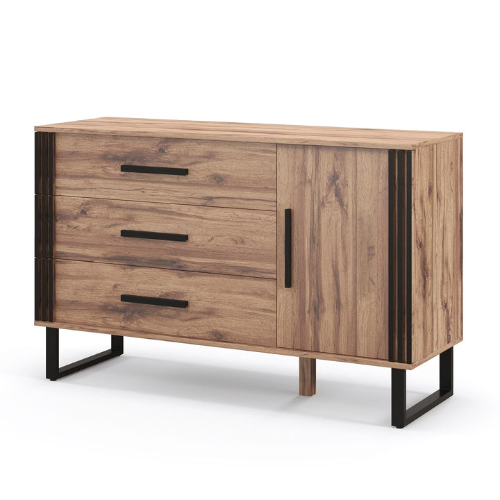 Giantex Buffet Cabinet with Storage, Kitchen Sideboard with 3 Large Drawers & 1-Door Storage Cabinet