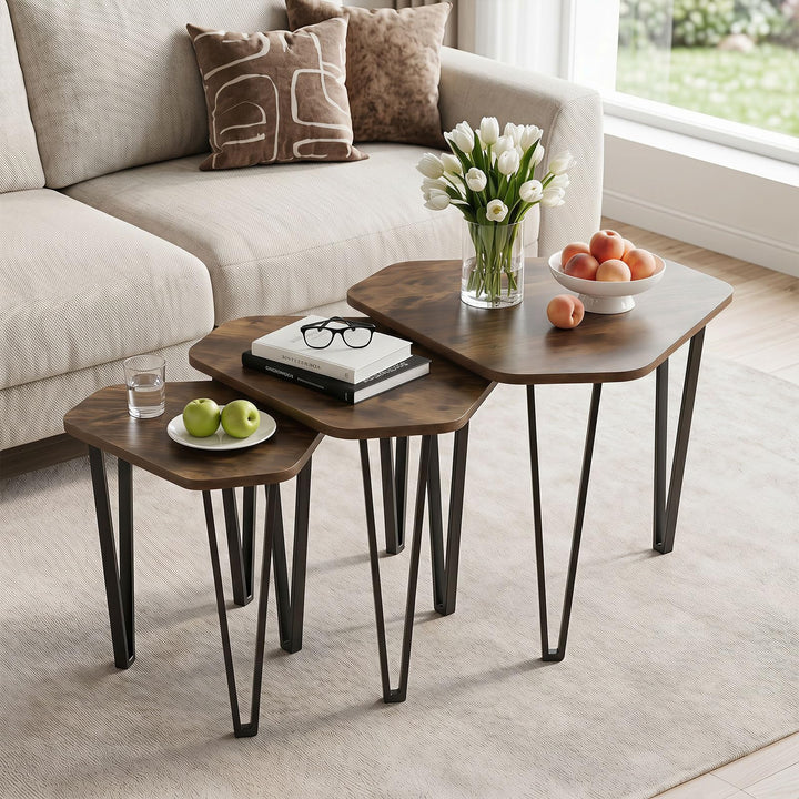 Giantex Nesting Coffee Tables Set of 3 for Living Room &amp; Apartment