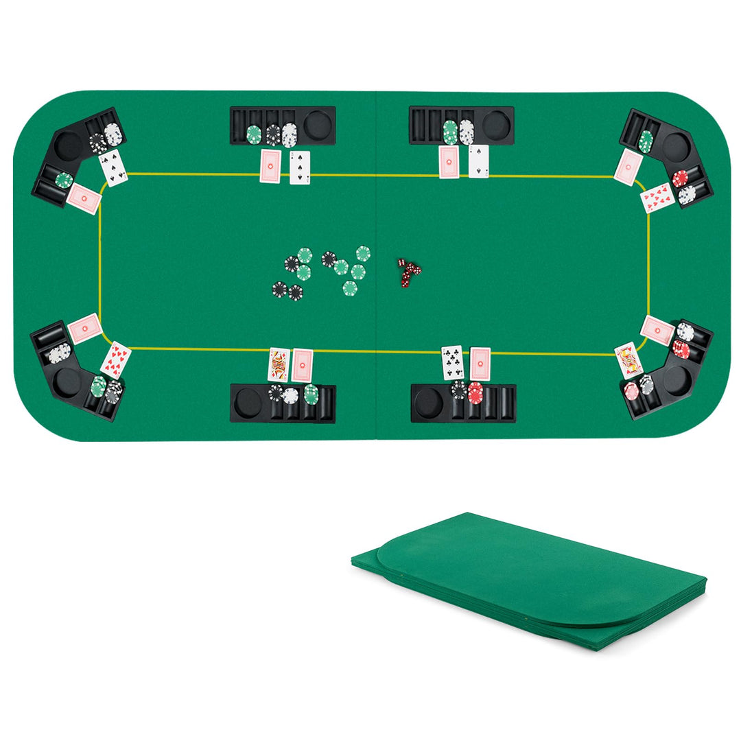 Foldable Poker Table Top 8 Player | 79"x 36"Large Professional Four Fold Poker Topper Rectangle Cover Mat
