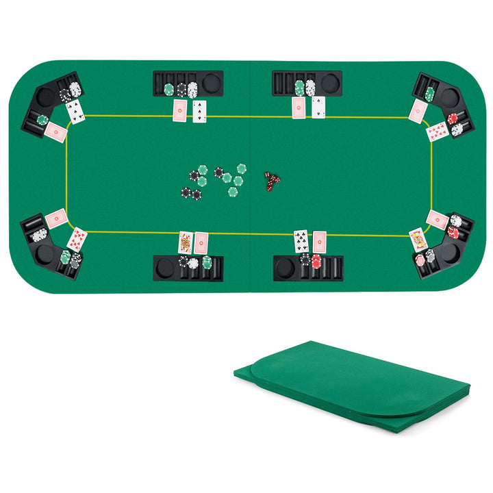 Foldable Poker Table Top 8 Player | 79"x 36"Large Professional Four Fold Poker Topper Rectangle Cover Mat