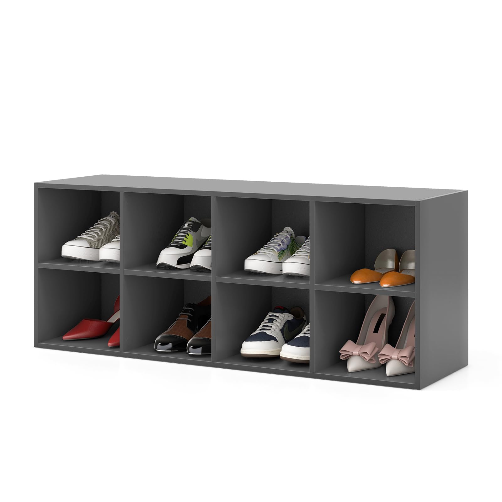 Giantex Shoe Bench 8 Cubes, 40" Entryway Bench with Storage