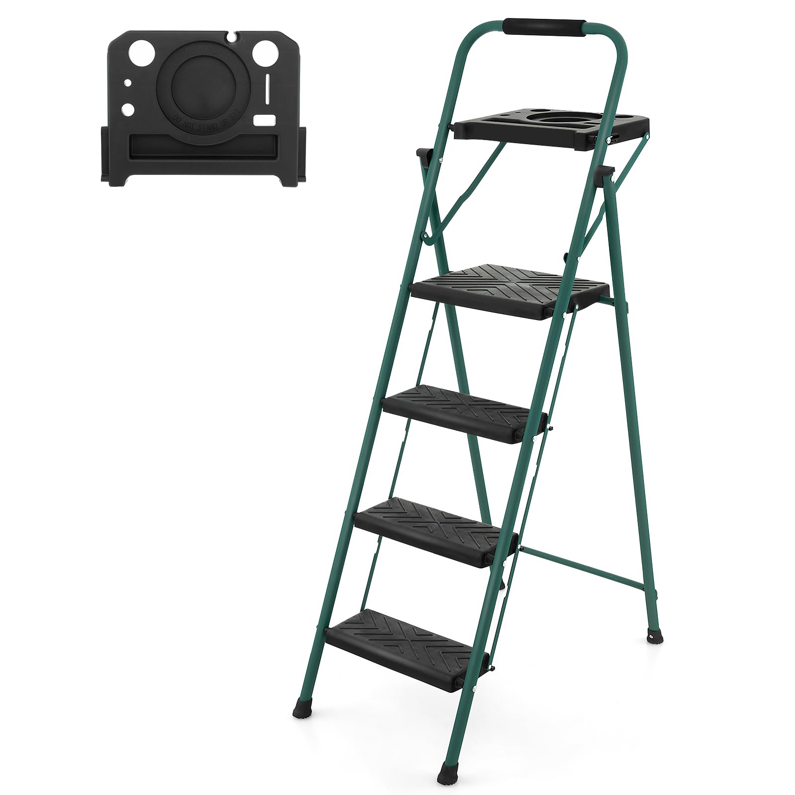 Giantex 4 Step Ladder with Utility Tray, Folding Step Stool with Anti-Slip Footpads
