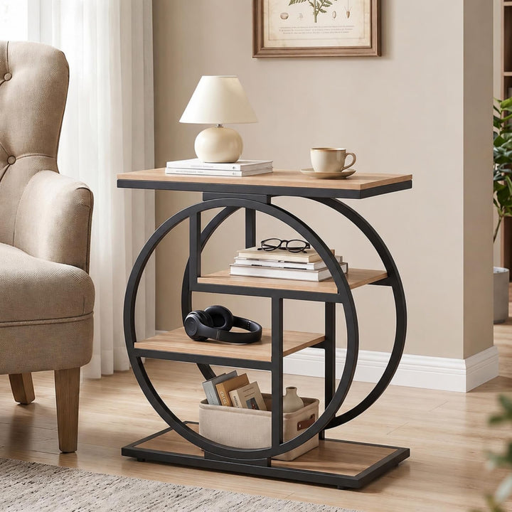 GIANTEX 4-Tier Faux Marble Sofa Side Table with 4 Open Shelves (1/2)