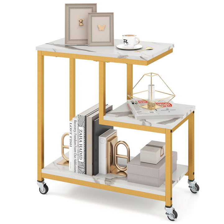 Giantex 3 Tier Side Table with Wheels for Living Room Bedroom Office