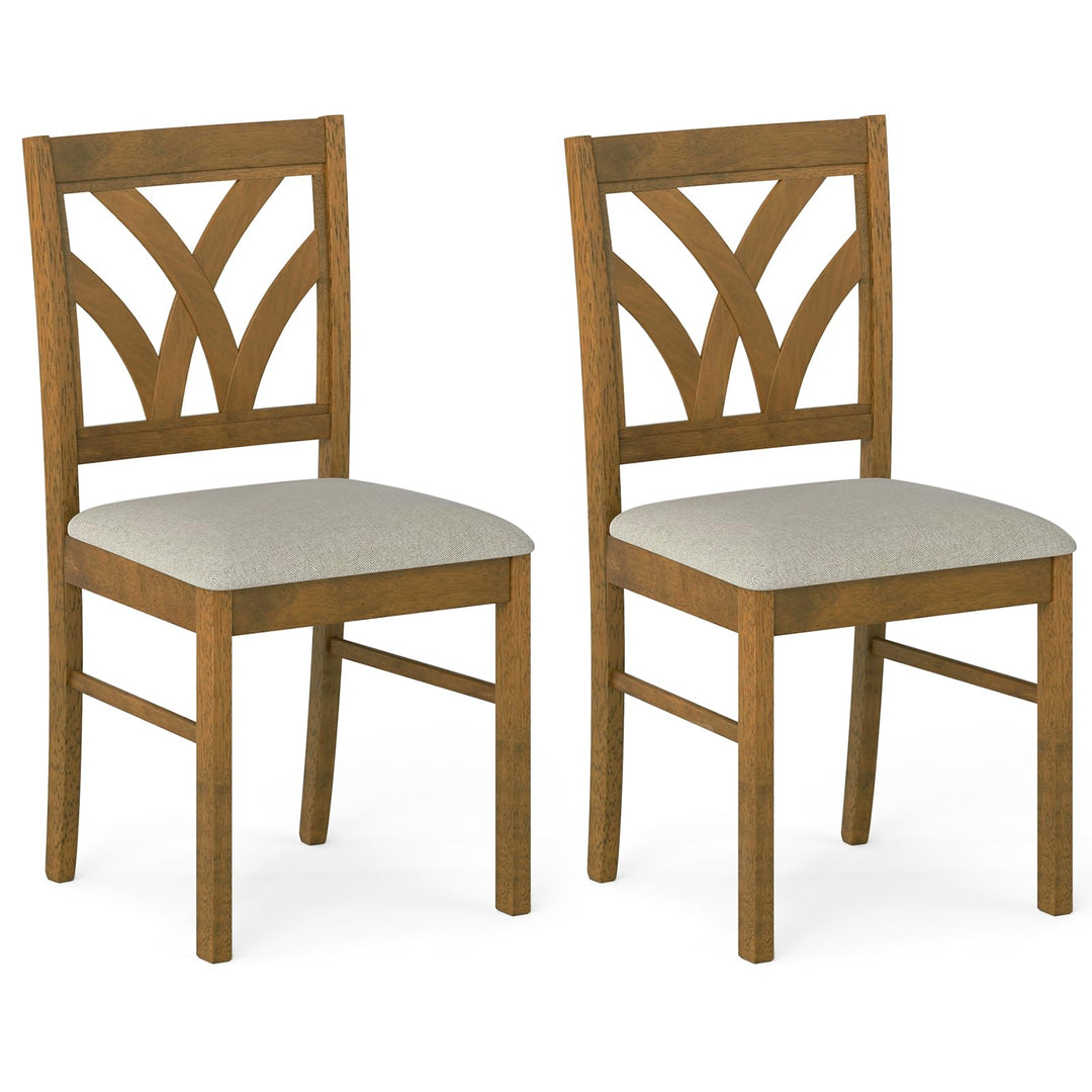 Giantex Wooden Dining Chairs Set of 2/4 Farmhouse Upholstered Kitchen Chairs