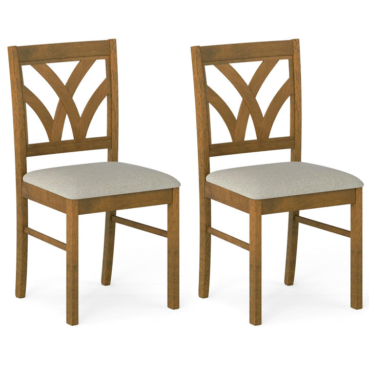 Giantex Wooden Dining Chairs Set of 2/4 Farmhouse Upholstered Kitchen Chairs