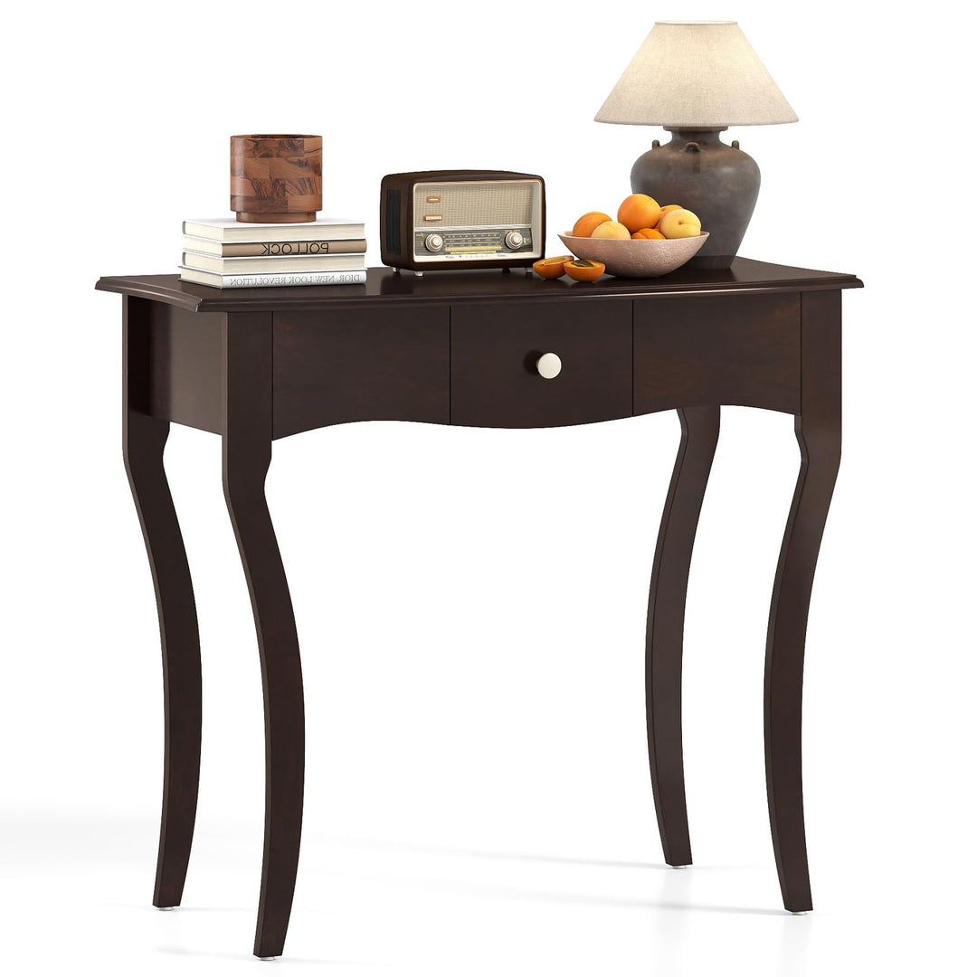 Giantex Console Table with Drawer and Solid Wood Frame