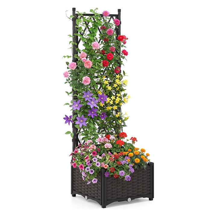 GIANTEX Raised Garden Bed with Trellis for Yard Porch Balcony