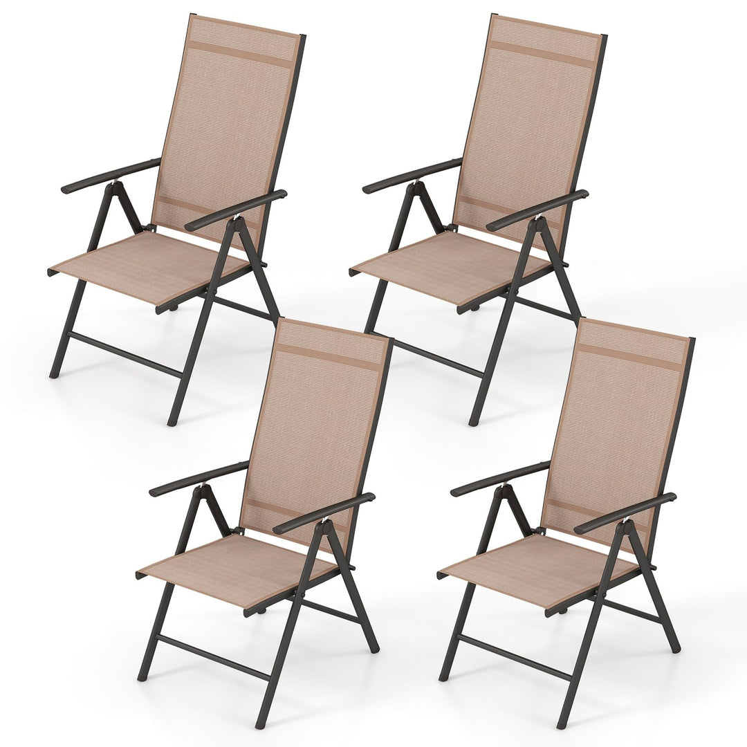 Giantex Folding Patio Chairs, High Back Outdoor Chairs with 7-Level Adjustable High Backrest