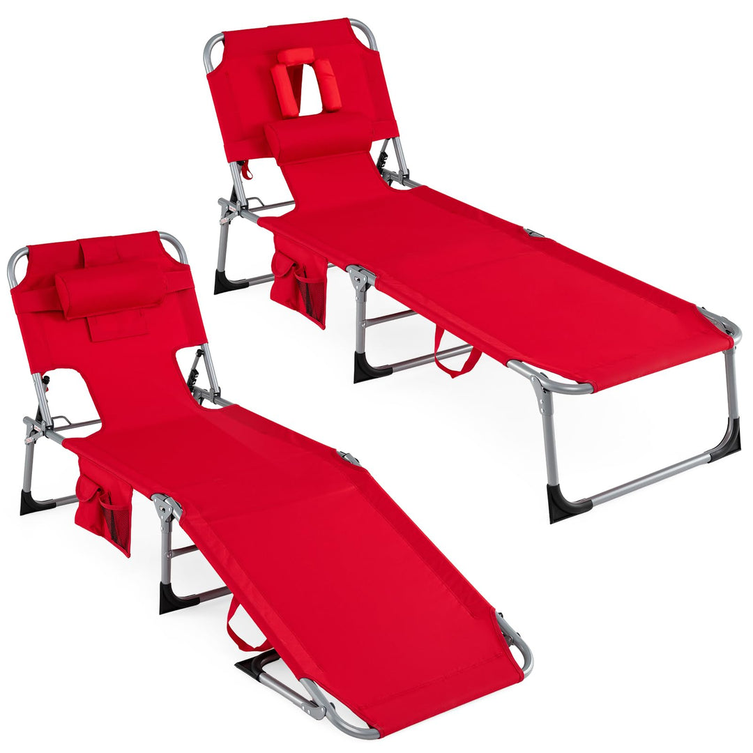 Giantex Tanning Chair with Face Arm Holes Folding Chair