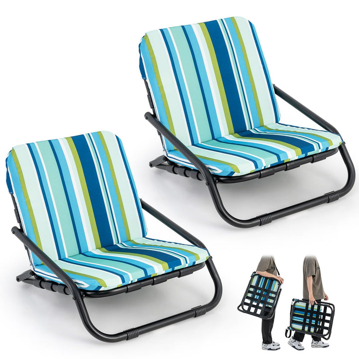 Giantex 2/4-Pack Beach Chairs for Adults, Folding Camping Chairs with Aluminum Frame, Quick-Drying Cotton Cushion
