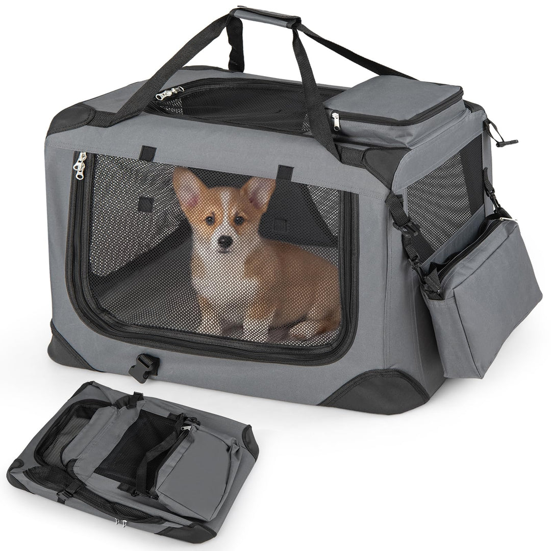 Giantex Folding Soft Dog Crate with 5-Sided Mesh