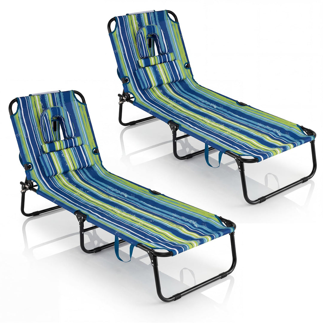 Giantex Folding Beach Tanning Chair Adjustable Face Down Patio Lounge Chair