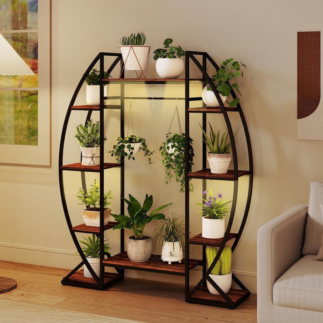 Giantex Plant Stand Indoor with Grow Lights 10-Tier 63" Tall Metal Plant Shelf