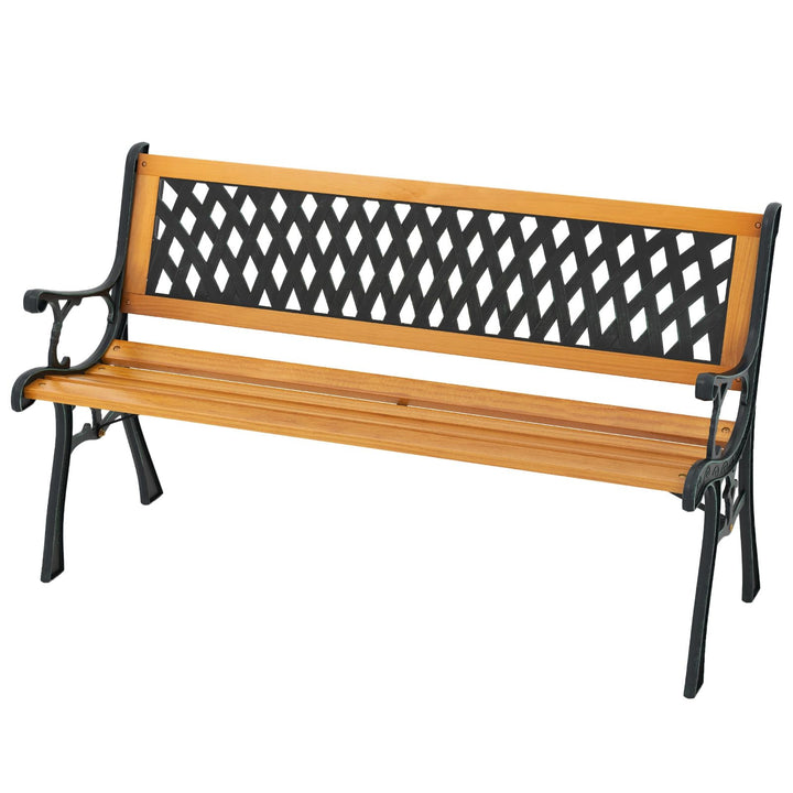 Giantex Outdoor Bench, 3-Person Garden Bench with Slatted Seat, Curved Armrests, 470 Lbs Capacity