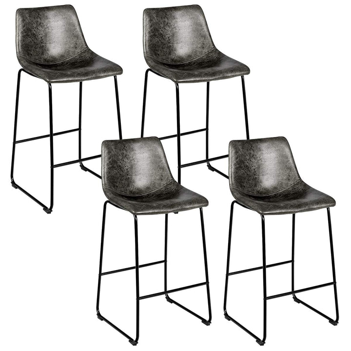 Vintage Faux Suede Bar Stools, with Metal Legs, Back and Footrest