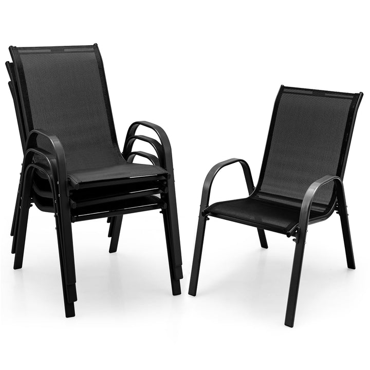 Giantex Stackable Outdoor Dining Chairs with Breathable &amp; Quick-Dry Fabric &amp; Armrests for All Weather