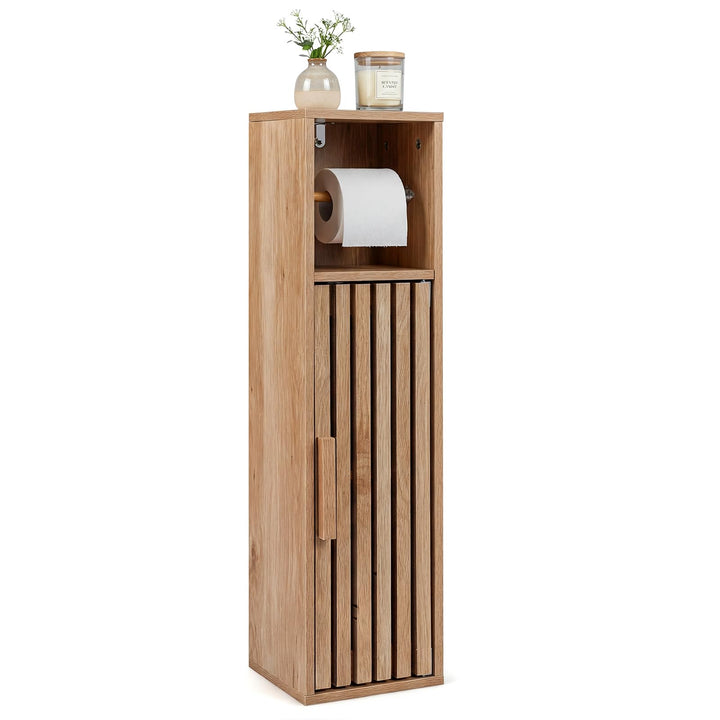 Giantex Slim Bathroom Freestanding Toilet Paper Holder Stand with Door