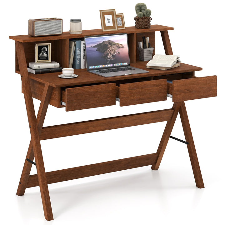 Giantex Mid Century Modern Desk with 3 Drawers