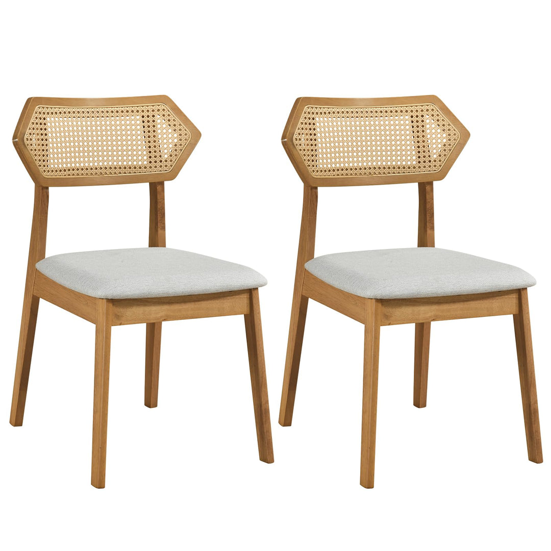 Giantex Wood Dining Chairs Set of 2/4 Rattan Upholstered with Solid Wood Frame
