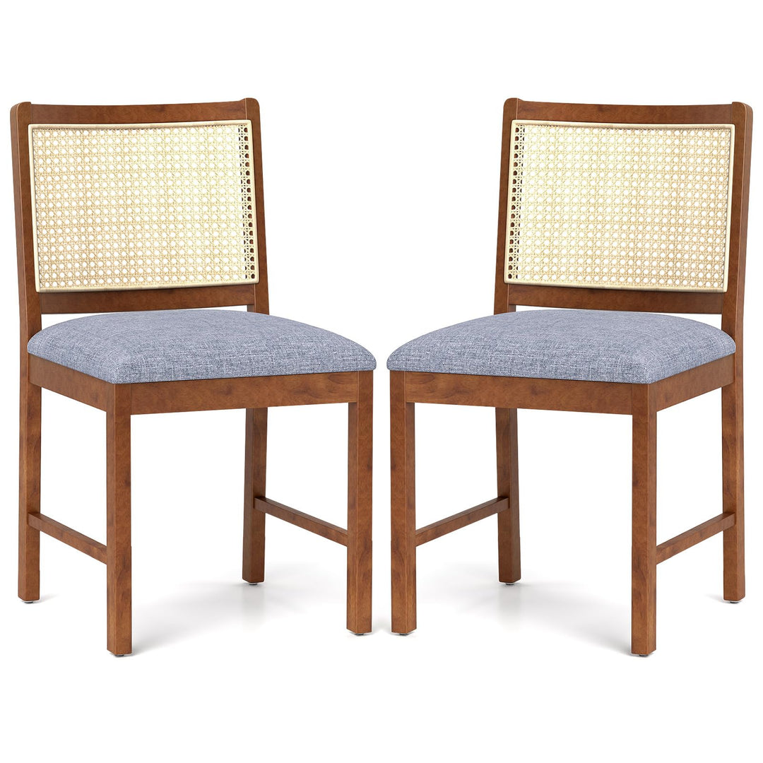 Giantex Rattan Dining Chairs Set of 2/4, Modern Upholstered Kitchen Chairs w/Rubber Wood Frame