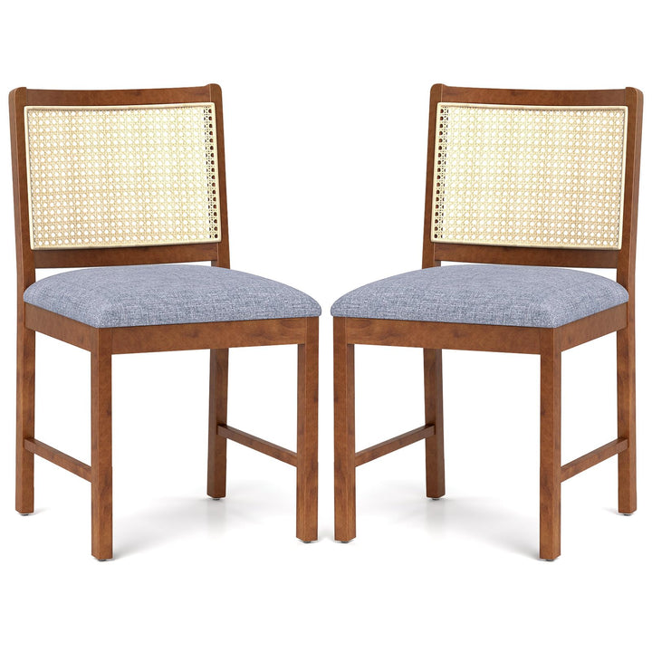 Giantex Rattan Dining Chairs Set of 2/4, Modern Upholstered Kitchen Chairs w/Rubber Wood Frame